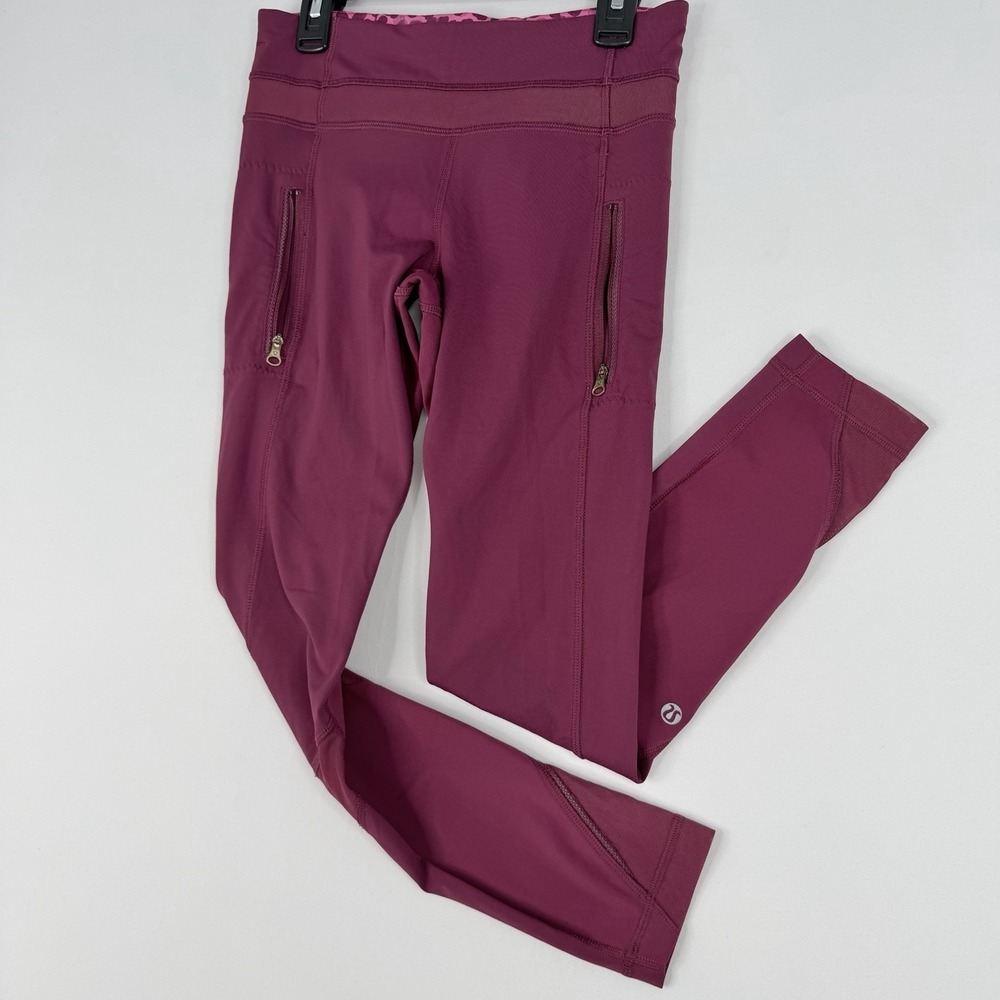 Lululemon Leggings Inspire Tight Mesh 7/8‎ Dashing Deep Ruby Size 4